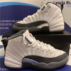 Air Jordan 12 White Dark Grey Kids 5.5y